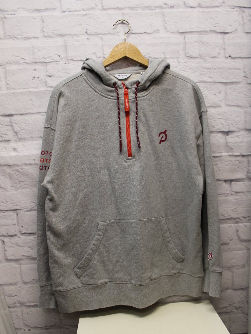 Peloton Women's Gray Hooded Half Zip Relaxed Fit Pullover Hoodie FLAW